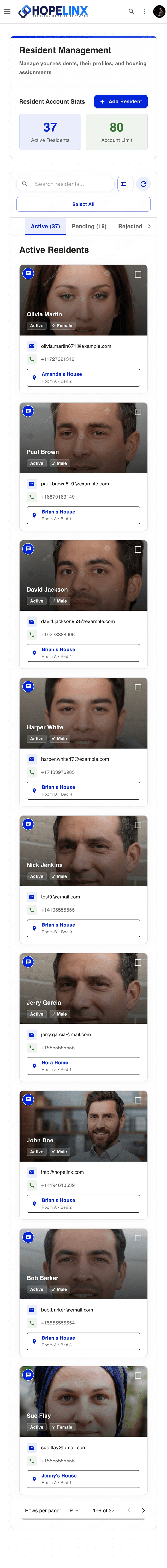 Resident management on mobile